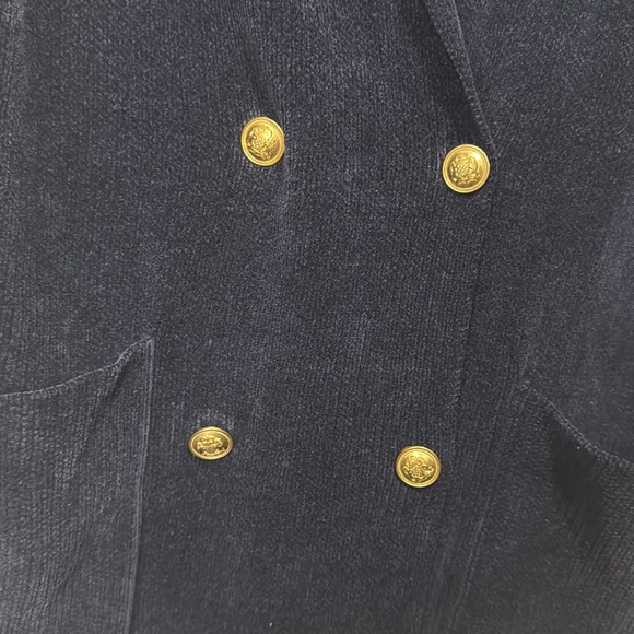 Lauren Ralph Lauren Womens Navy Double Breasted Chenille Blazer Wire Crest - Picture 5 of 8